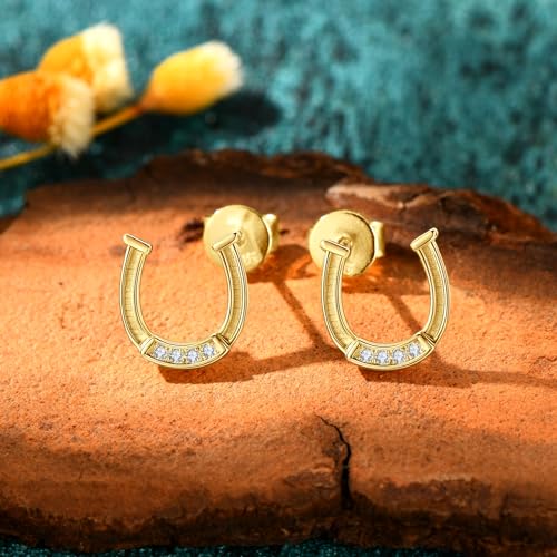 AINUOSHI Moissanite Lucky Horseshoe Earrings 925 Sterling Silver Hypoallergenic Dainty Stud Earrings for Women Birthday Gift With GRA Certificate2
