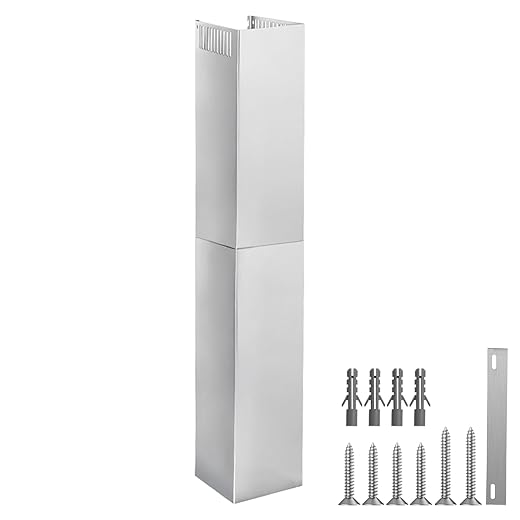 31.5" x 8" x 6.7" Range Hood Chimney Extension, Adjustable Chimney 31.5-63 IN, 203MM Width Stainless Steel Range Hood Chimney Extension, Extend Ventilation Reach, Universal Fit For Most Kitchens