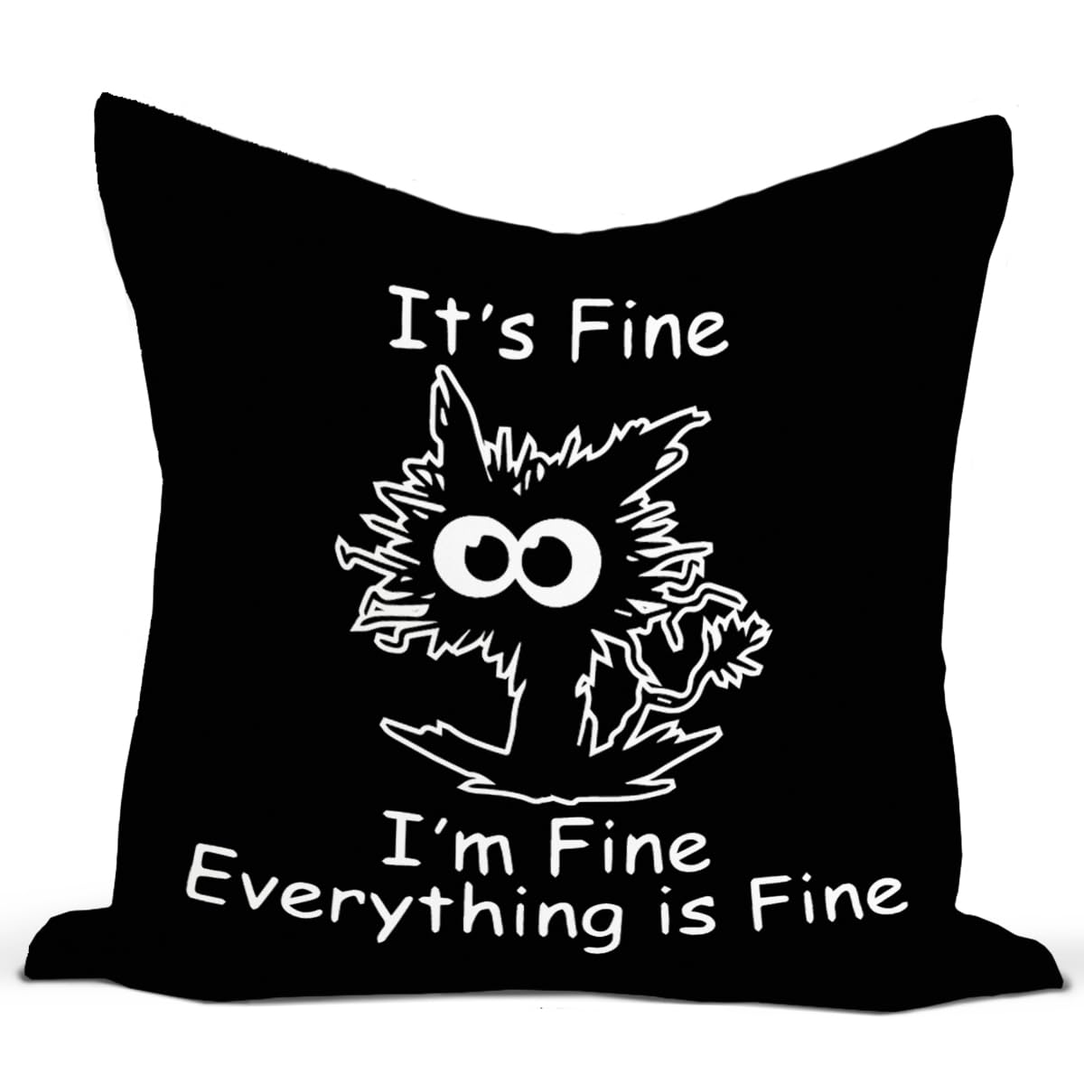 Rusenbao Funny Black Throw Pillow Covers 18 18 Its Fine Im Fine Everything is Fine Black Cat Decor