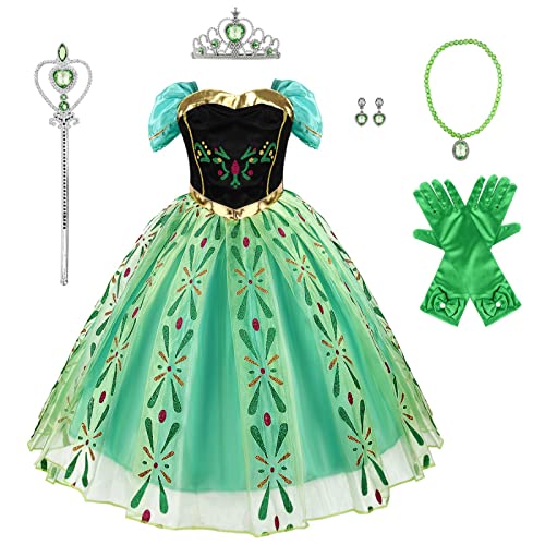 discoball Anna Prinzessin Mädchen Kleid,Kinder Anna Elsa Schneekönigin...