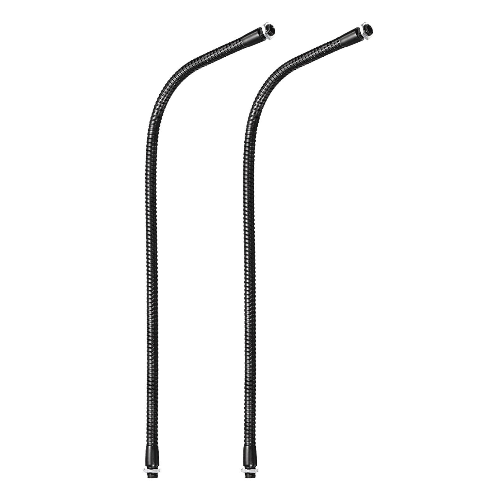 PATIKIL 17.7'' Universal Gooseneck Hose, 2 Pcs M10 Fine Thread Bendable Metal Hose Flexible Arm Tube Extension for Lamp DIY Equipment, Black