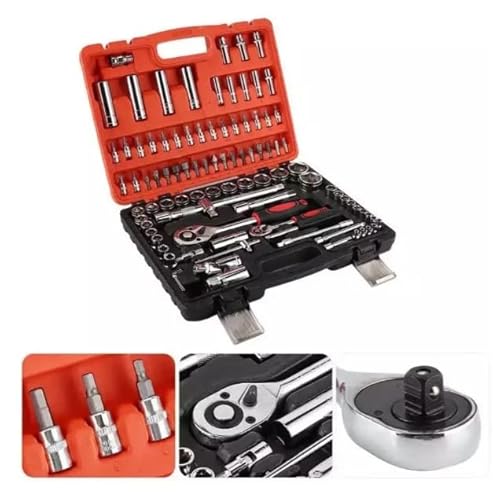 Kit Ferramentas - Chaves Soquetes Sextavados 108 Peças Maleta Laranja