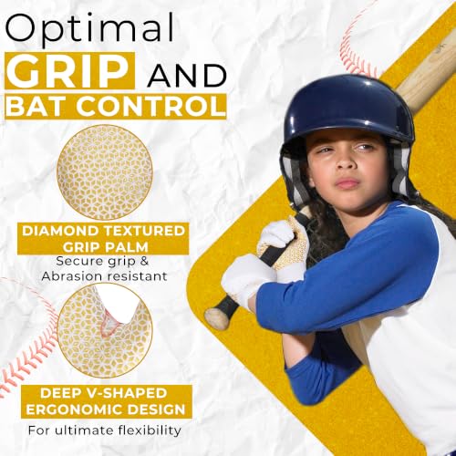 Image of HANDLANDY Baseball Batting Gloves for Adult Youth, Grip Breathable Softball Batting Gloves Fit Men Kids Boys Girls