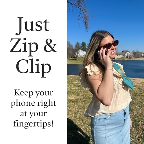 Image of Save the Girls Original Clip and Go Phone Strap Pattern (Fun Dots - Mustard /Aqua) - Crossbody Phone Strap Chain with Zipper Wallet Pouch - Phone Lanyard Zippered