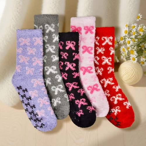 OlyPegic Non Slip Fuzzy Socks for Women with Grips Women Hospital Socks Gripper Cozy Fluffy Soft Winter Warm Sleep4