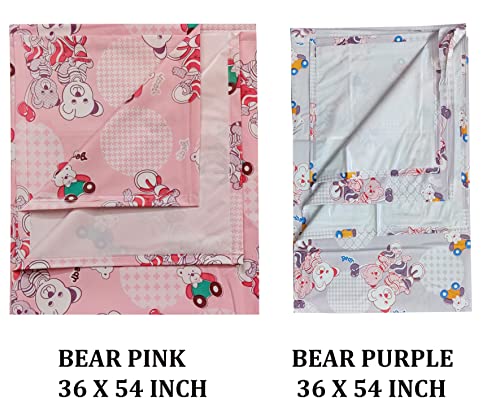 Image of EcoSoft Plastic Sheet,PVC Sheet for Kids,Rubber Sheet for Babies,Bed Wetting Protector(90 x 135 cm) (Bear Pink & Purple)