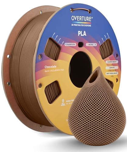 Image of OVERTURE PLA Filament 1.75mm with 3D Build Surface 200mm X 200mm 3D Printer Consumables, 1kg Spool (2.2lbs), Dimensional Accuracy + /- 0.05 mm, Fit Most FDM Printer (Chocolate)