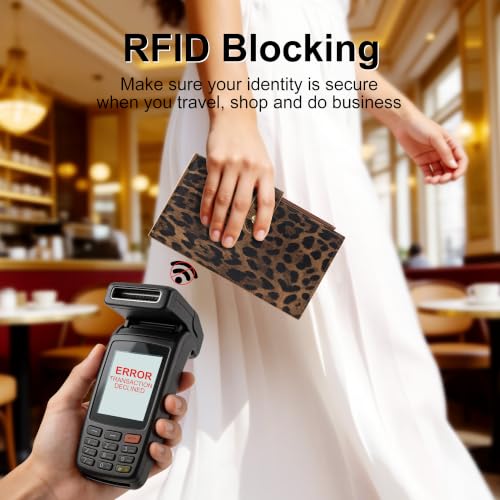 Image of Travelambo Womens Leather Bifold Wallet, Slim RFID Blocking Card Holder