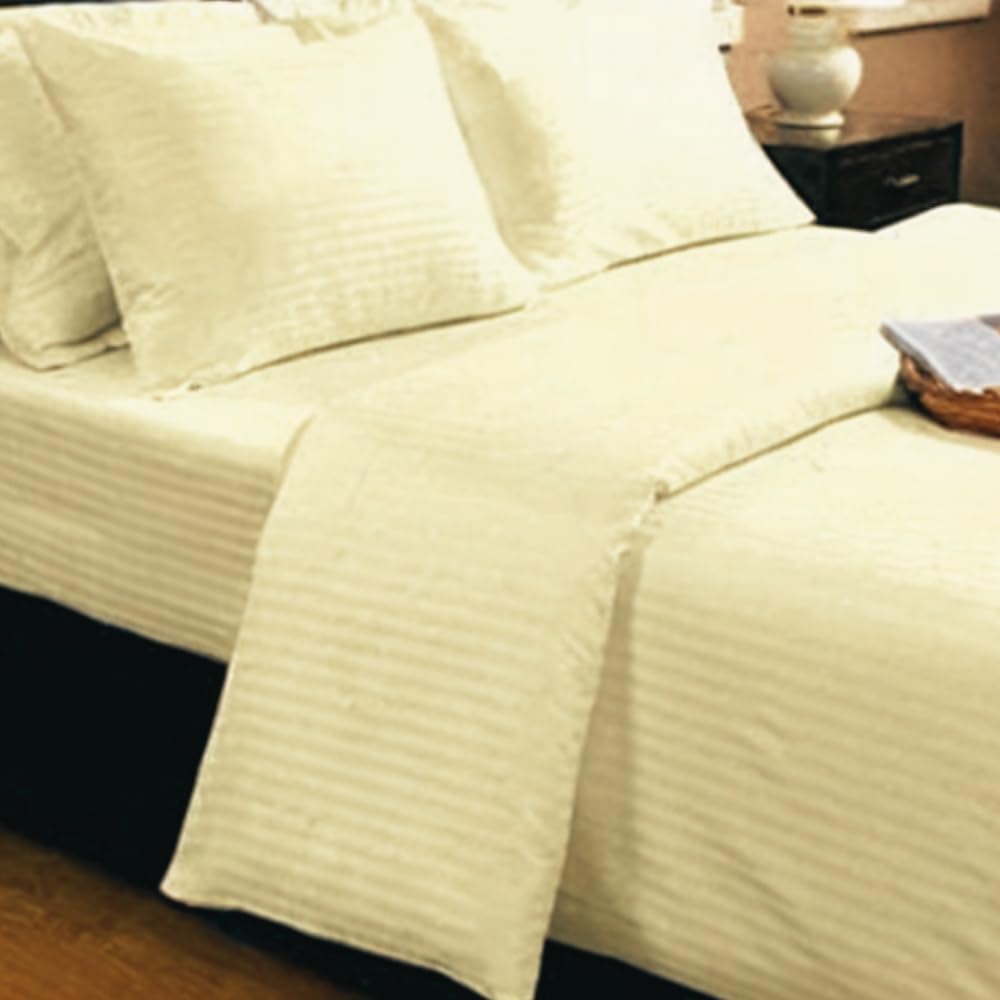 BEDDING ZONEMulti-Colored Luxury Stripe Duvet Covers - zipper (Cream, Twin), BZDUTST0505