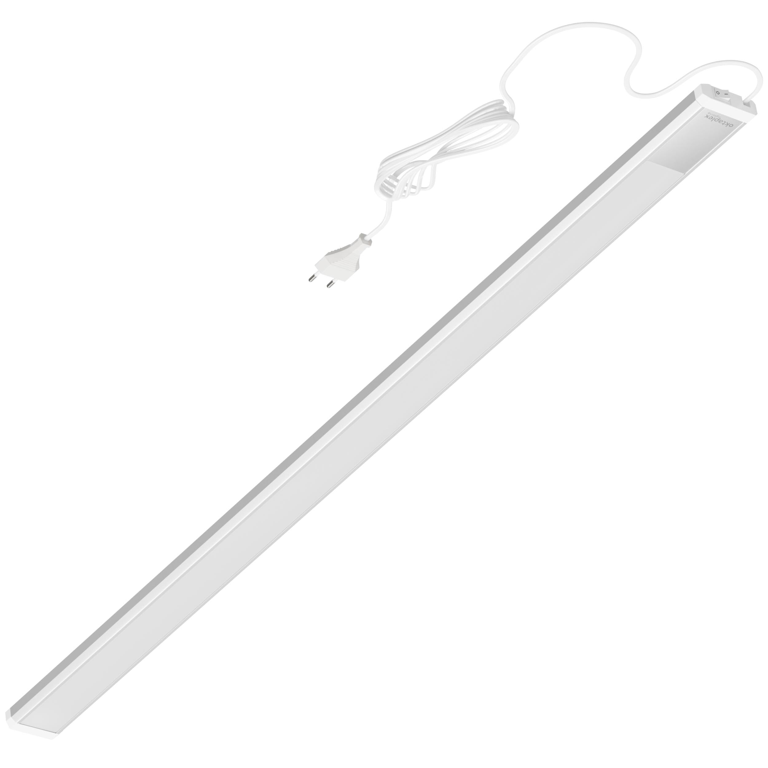 Oktaplex Riva lampe LED plate pour meuble bas de cuisine 1150lm blanc neutre 90cm argent avec interrupteur 15W 230V