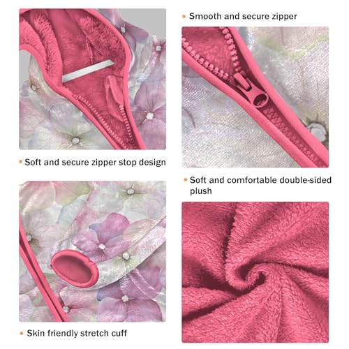 OTVEE Pink Hydrangea Flower Kids Hoodie Jacket Fall Spring Full Zip Warm Outwear Coat3