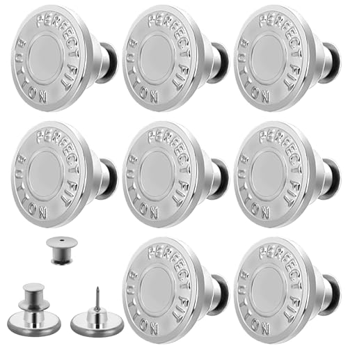 Qianyu 12 Stück Hosen Ersatz Knöpfe Button Pins Enger Machen Hosen 17mm Ohne Nähen Stecken DIY Metall Jeansknopf Hosenknopf für Reparatur von Jeans
