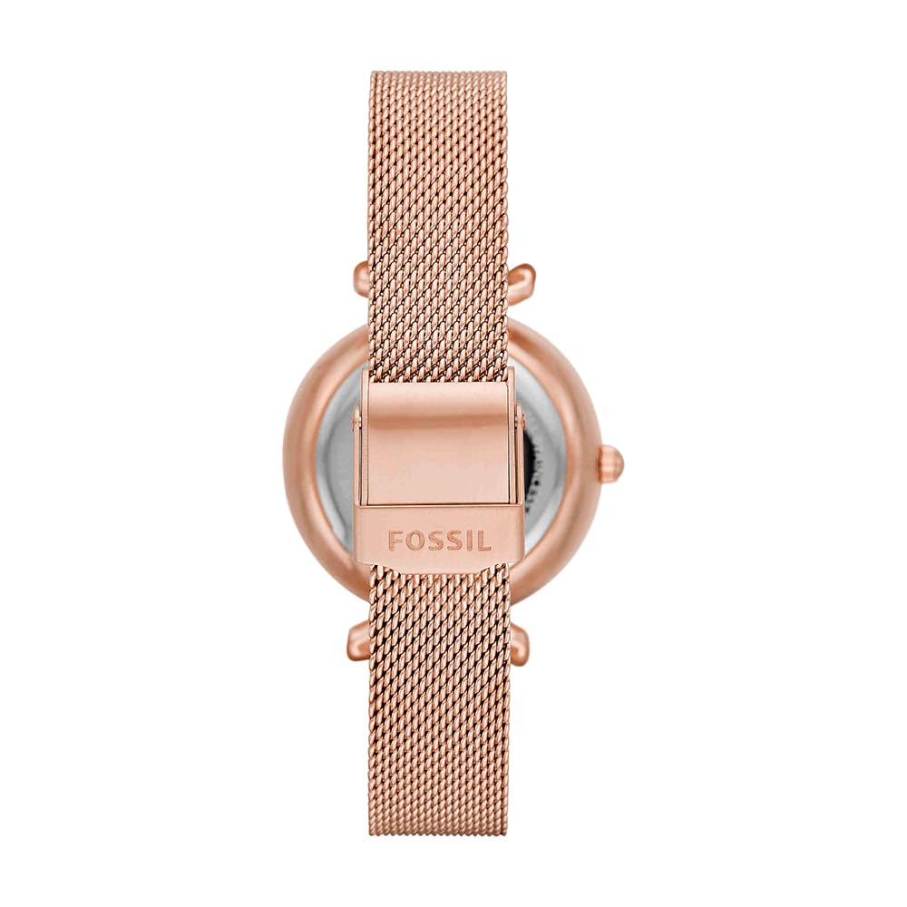 Fossil Reloj Carlie para Mujer, Movimiento automático con Correa de Malla de Acero Inoxidable