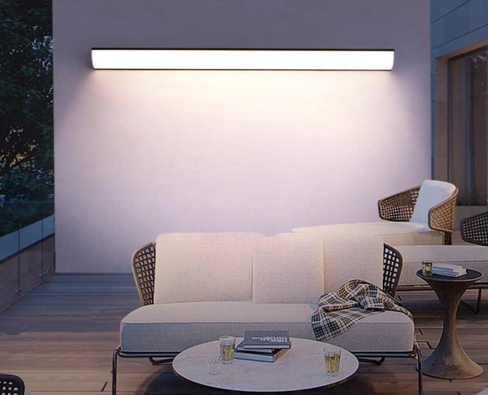 LED Terrazza Impermeabili Applique da parete Esterno Moderna Nera Lampada da parete Interni Metallo Acrilico Barra Luminosa Lunga Bagno Soggiorno Scale Illuminazione da parete (4000K,90CM)
