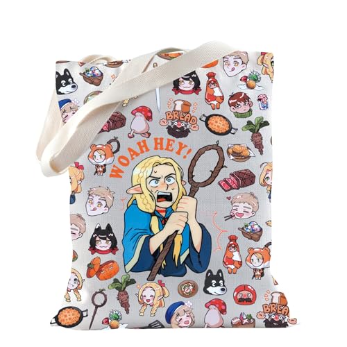 TSOTMO Dungeon Chimera Merch Woah Hey Anime Tote Bag for Dungeon Fans Dungeon Meshi Gift for Anime Lovers (WOAH HEY)