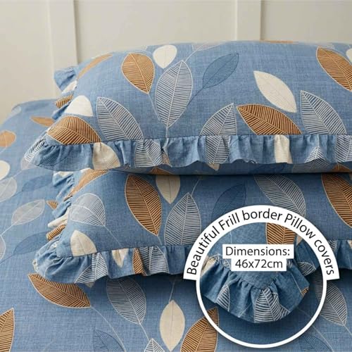 Image of Dream Weaverz- Polycotton Printed Double Bed Size Fitted Elastic Bedsheet,2 Pillow Cover,260 Thread (72 inch x 78 inchx7 inch) Home, Bedroom (Blue-2, King)