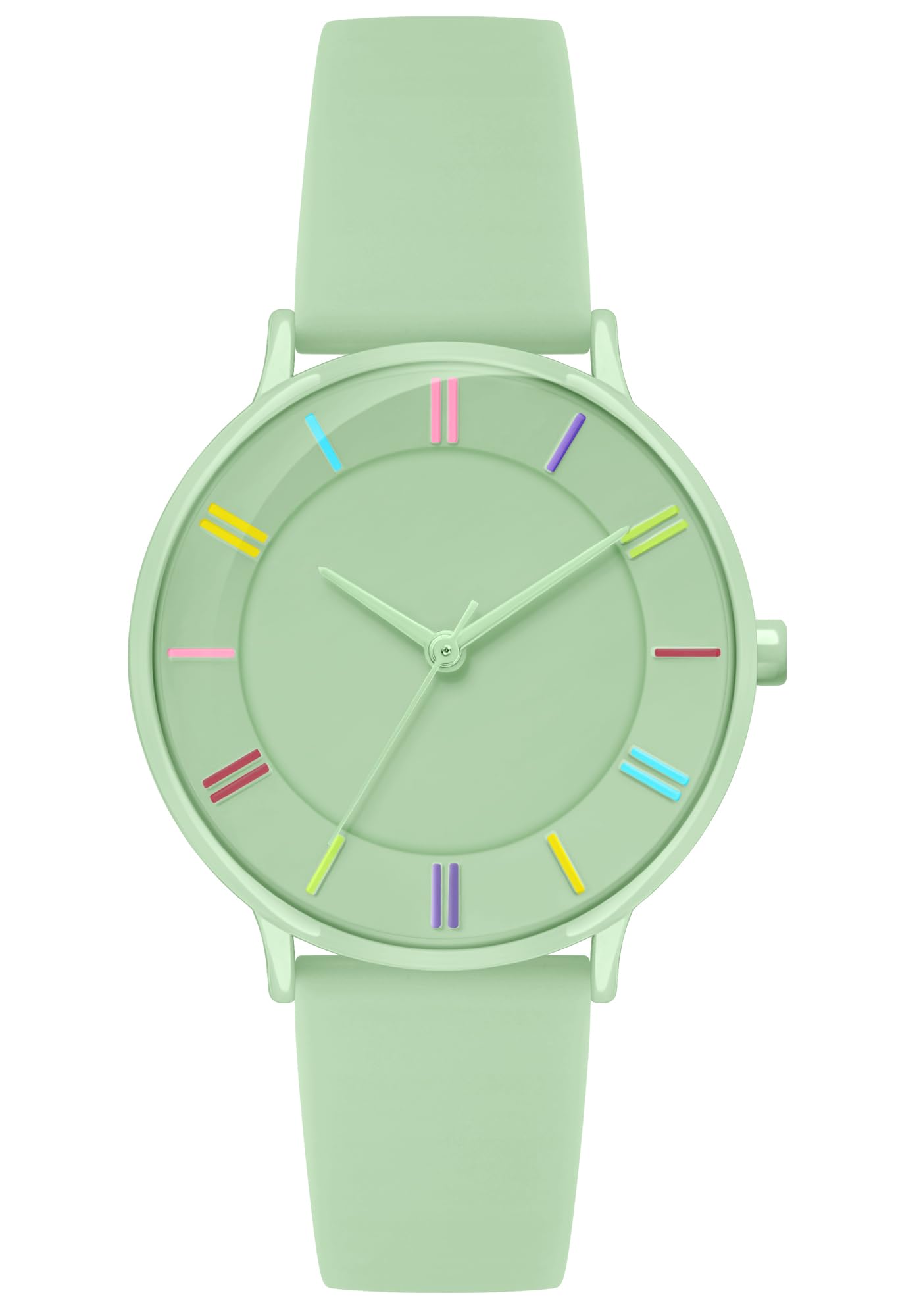 Bisley Green Watch for Women Silicone Band Rainbow Watch Analog Sport Waterproof Wrist Watch for Ladies