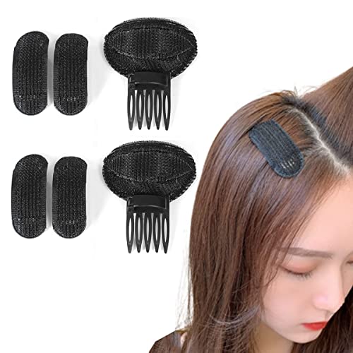 WGVV 6Pcs Puff Hair Head Cushion, Invisible Fluffy Hair Pad Sponge Clip, Hair Comb Base for Women Girls Diy Hairstyle., Black, 3.14*2.55 Inch, 1.0 Count, 4
