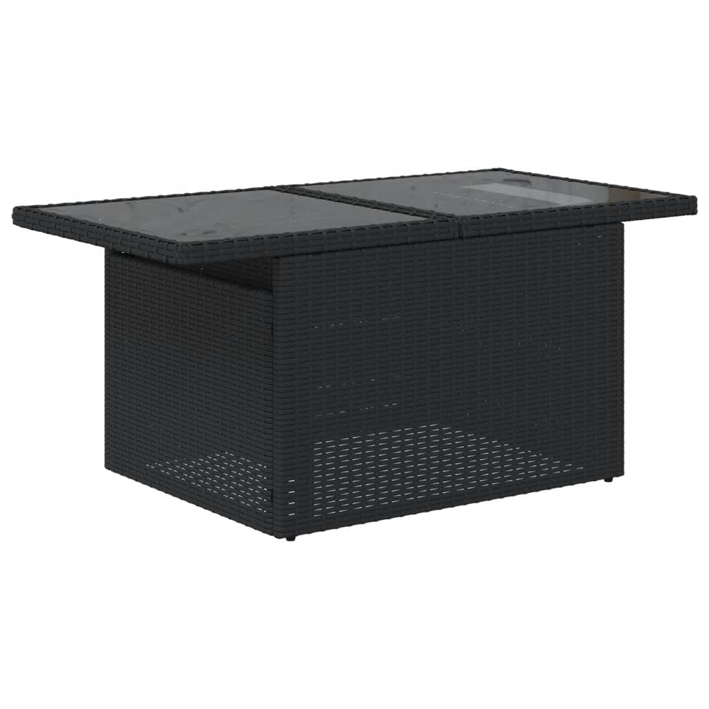 Set di mobili da giardino da 11 pezzi, con gruppo lounge e tavolo da pranzo, in polyrattan, colore nero, resistente alle intemperie, facile da pulire, per terrazza, balcone, esterno