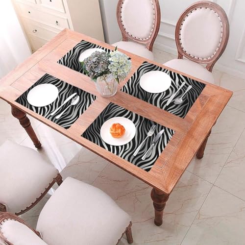 Set de table de qualité supérieure en PVC tissé zèbre chic lavable - 7