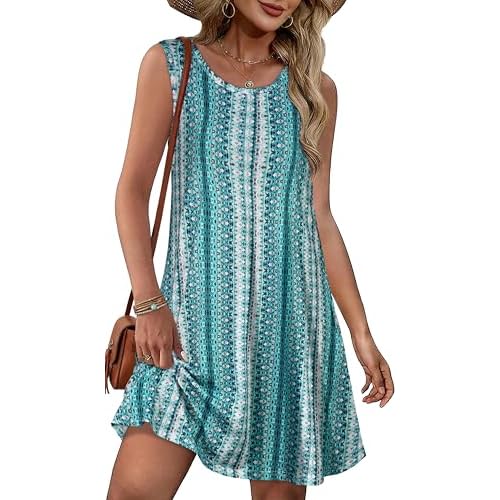 Summer Dresses for Women Beach Boho Sleeveless Vintage Floral Flowy Pocket Tshirt Tank Sundresses 2026