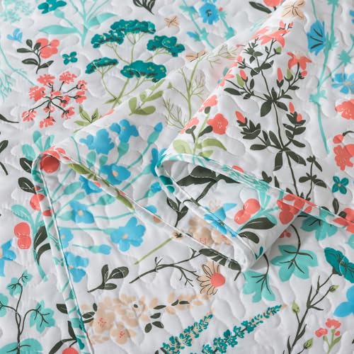 BEDIFANY King Size Quilt Bedding Set - Cotton Filling Lightweight Reversible Bedspread with Botanical Floral Pattern, Farmhouse Bed Coverlet for All Seasons, 3-Piece Set (98x106 Inches)