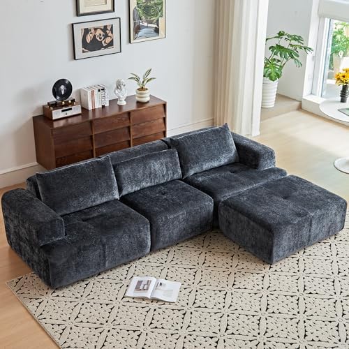 108" Modular Sectional Sofa - L-Shape Chaise, Modern Modular Clou...
