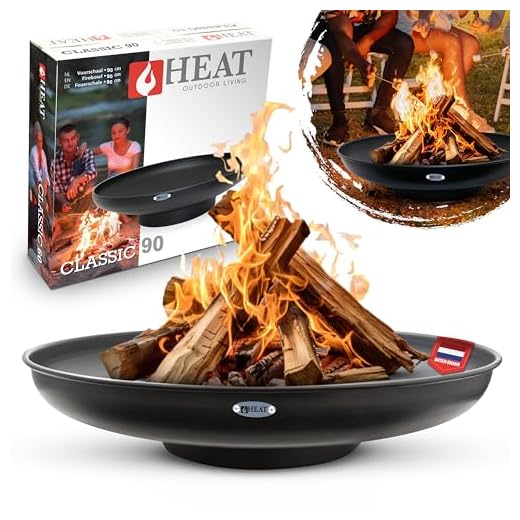 Cuenco de Fuego 90 cm Negro HEAT Outdoor Living - Brasero para el Jardin - Chimenea Exterior & Tonne - 90x90x19 cm