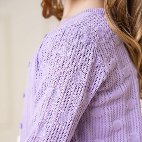 Image of Hope & Henry Girls' Long Sleeve Fancy Cardigan Sweater with Stripe Trim