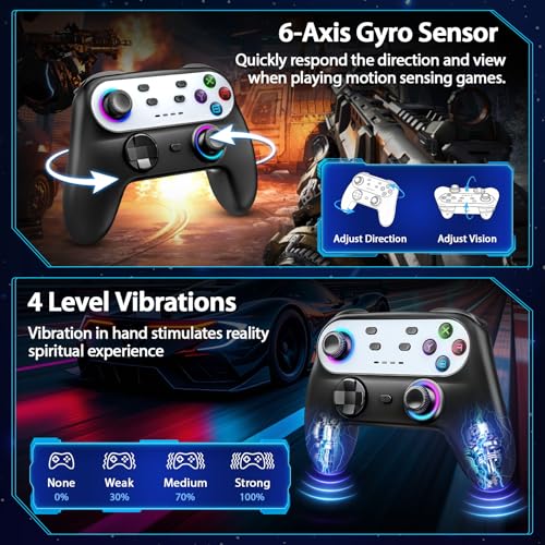 HUDOBBYE Switch Pro Controller Wireless for Switch/OLED/Lite Accessories, Wireless iOS Android Remote Gamepad, Wired PC Game Joystick, Switch Turbo Controller with Cool Led Light,Programmable — view 5