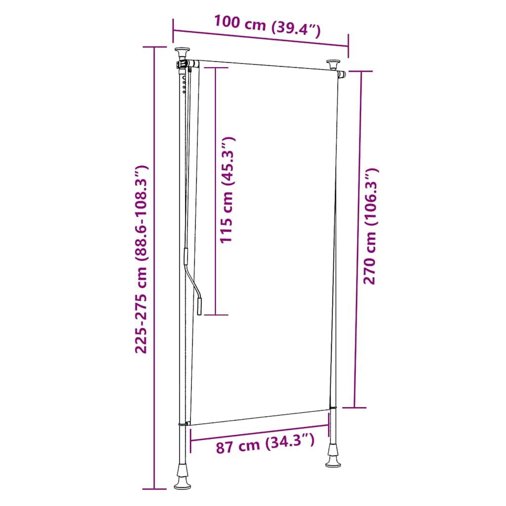 Verstelbare Palen Rolgordijn Voor Buiten 100x250 Cm Crème Kopen Vidaxl Rolgordijn Voor Buiten 100x270 Cm Crème En