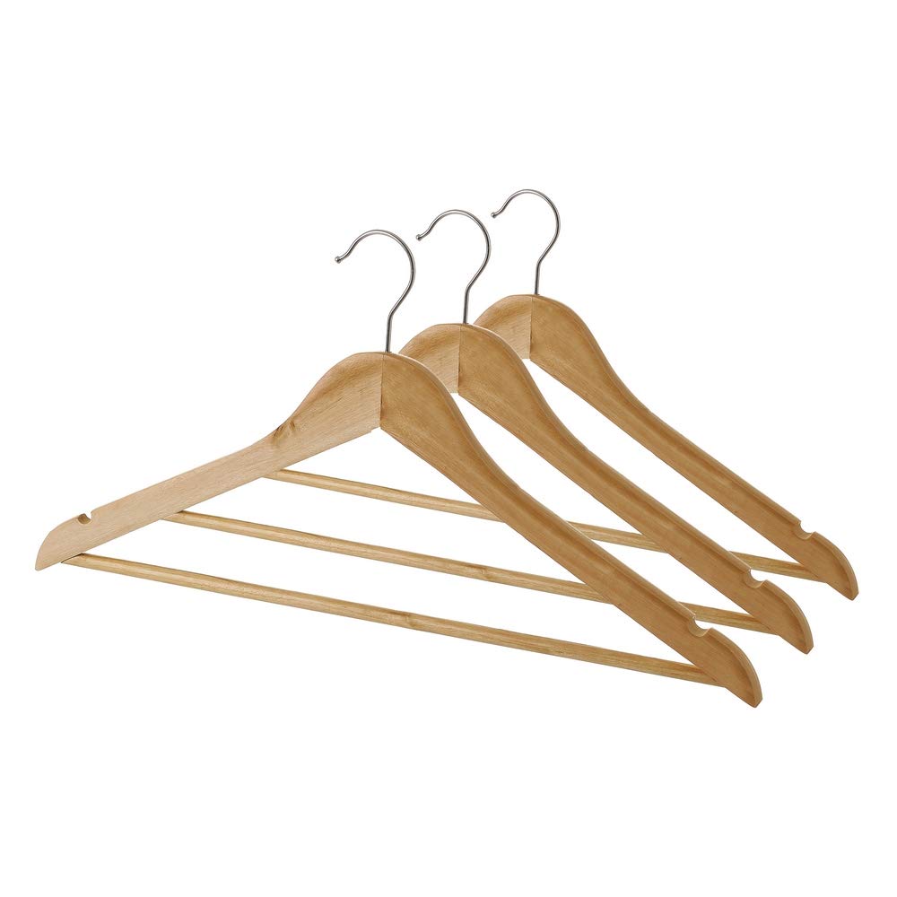 LOLAhome Lot de 3 cintres en bois et métal Marron 44 x 22 cm