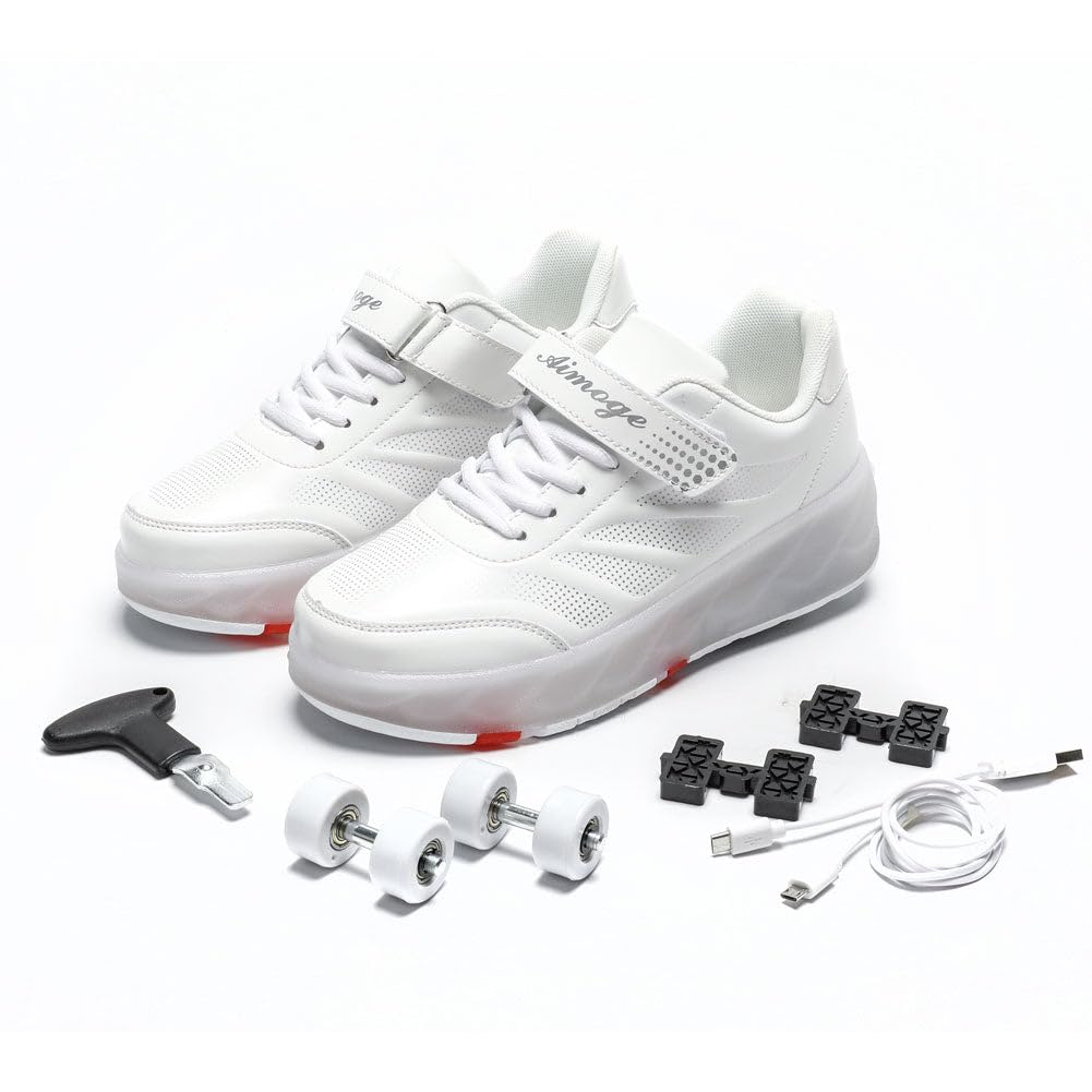 Scarpe Ragazza da Ragazzo con Ruote, 2 in 1 per Bambini, con rotelle, per Skateboard, Sneakers