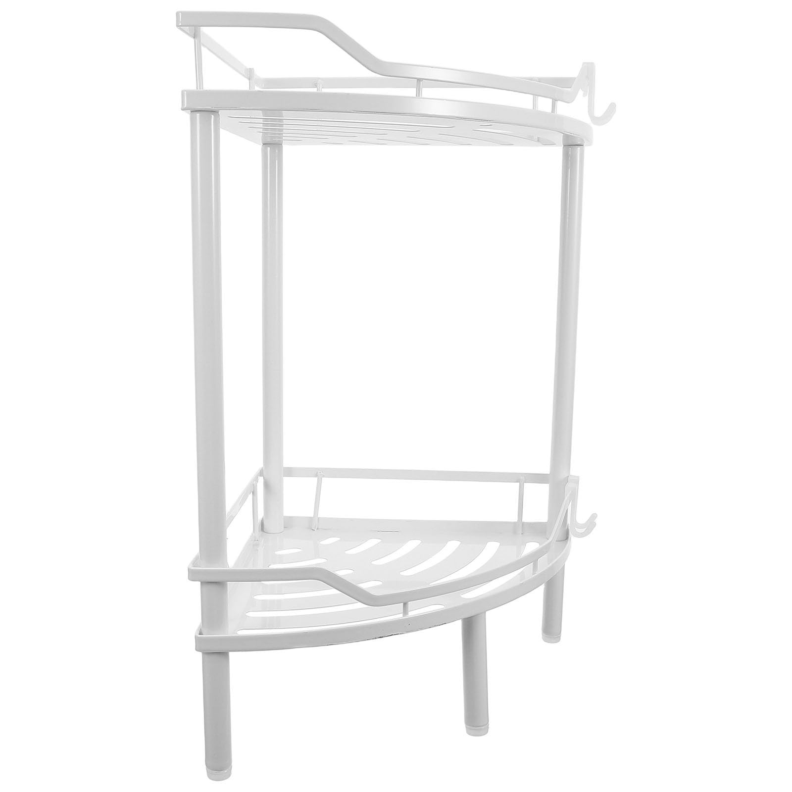 Estante de Esquina Blanco de 2 Niveles en Acero al Carbono para Baño