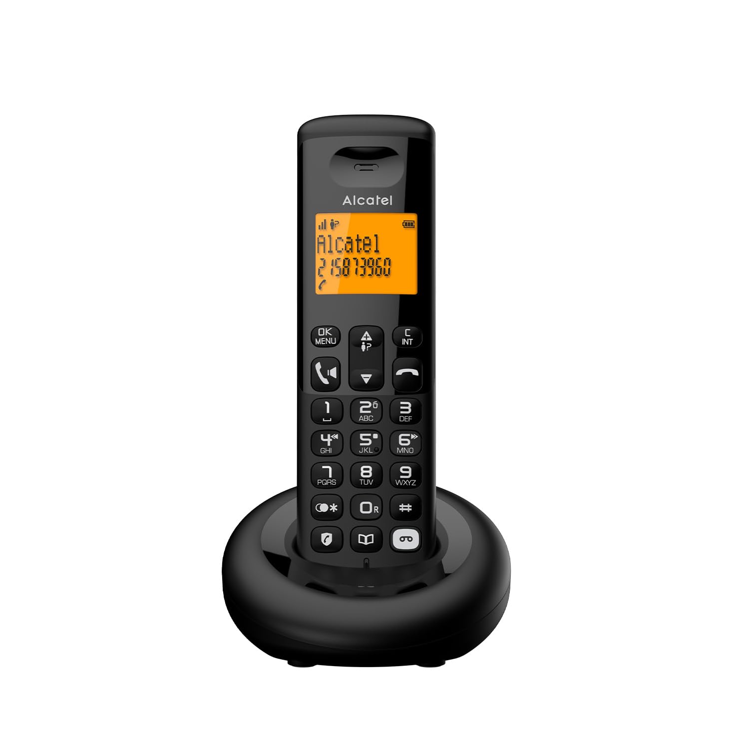ALCATEL E260 S. Voice Téléphone Fixe sans Fil DECT Répondeur Design Compact Grand Écran Rétroéclairé Mains Libres Blocage des Appels Indésirables Noir