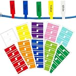 100 Pcs Cable Labels,Colour Self-Adhesive Markers,Waterproof Tear Resistant,Write On Wire Labels for Print and Handwriting Cable Organize,Cable Identification (10 Colors)