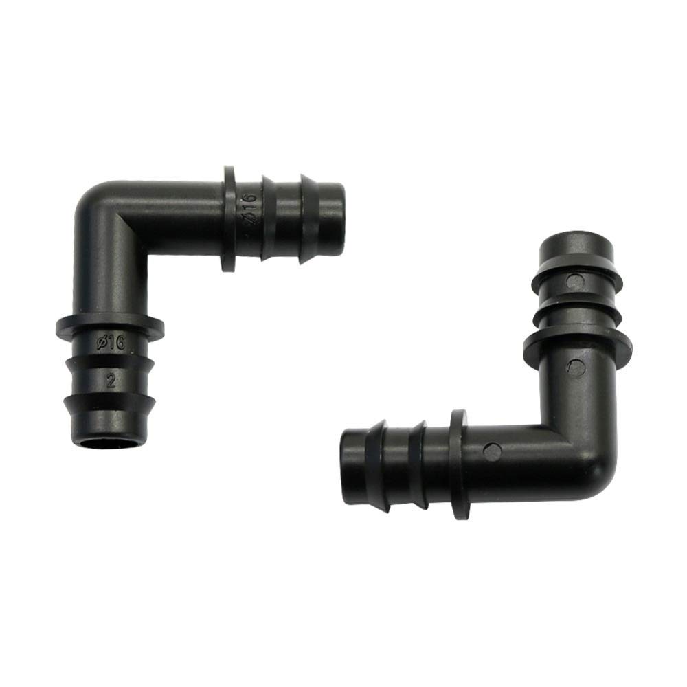 Conector de manguera de tubería hortícola industri 1/2 pulgadas 90 Ángulo de pliegue de la lengüeta del conector Jardín conectores micro riego de agua de riego por goteo guarniciones 100 piezas