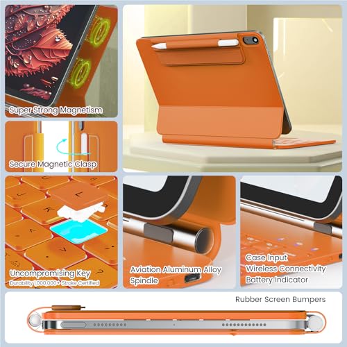 Image of RAYMCRAFT for iPad A16 11th /10th Gen Case Keyboard, Magnetic Floating Stand
