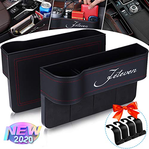 Jeteven 2 Packs PU Leather Car Organizer Front Seat Filler, Multifunctional Storage, Document
