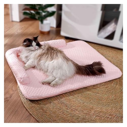 Tapis auto-rafraîchissant pour chien rose taille M avec housse amovible lavable en soie glacée - 4