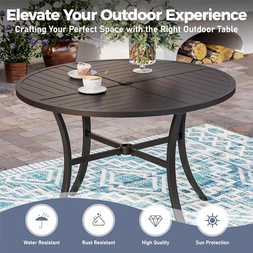 Image of SUNSHINE VALLEY 5pc Patio Dining Set, 42 inch Round Table & 4 Blue Chairs