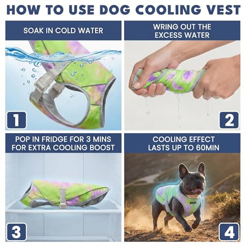 Image of Spark Paws Dog Cooling Vest - SPF 50 UV Sun Protection - Summer Heat Relief Gear for Dogs, Lightweight, Evaporative Cooling - Dog Anxiety Relief Vest During Hot Days - Neon Purple - Size M