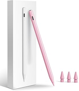iPadペンシル2018-2025 対応, 13分急速充電アップルペンシル, 手のひら誤操作防止, 傾き感知, 磁気吸着, 5分自動スリープ 長時間使用, iPad タッチペン第11 (A16)/10/9/8/7/6世代、 Air 11"/13" M2/M3 2025 /Pro 11"/13" M4 2024 、 Mini 第7/6 Gen、Air 3/4/5 Genに対応 (ピンク)