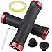 KUMARS 2 Pièces Poignées de Guidon de Vélo, Poignées de Cyclisme avec Autocollant Réfléchissant Vélo, Poignée de Bicyclette avec Serrure en Aluminium Anti-dérapant pour VTT/BMX/Vélo Pliable, Rouge