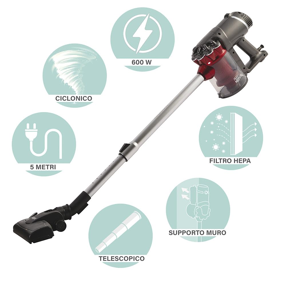 Kooper Airone 2.0 Aspiratore Ciclonico Telescopico 600 w Rosso