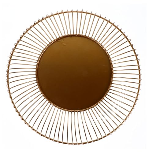 IMIKEYA Cestino in filo metallico per frutta, in ferro battuto oro, design rotondo da 28 cm, portatile e resistente ai graffi, per cucina e decorazione della casa