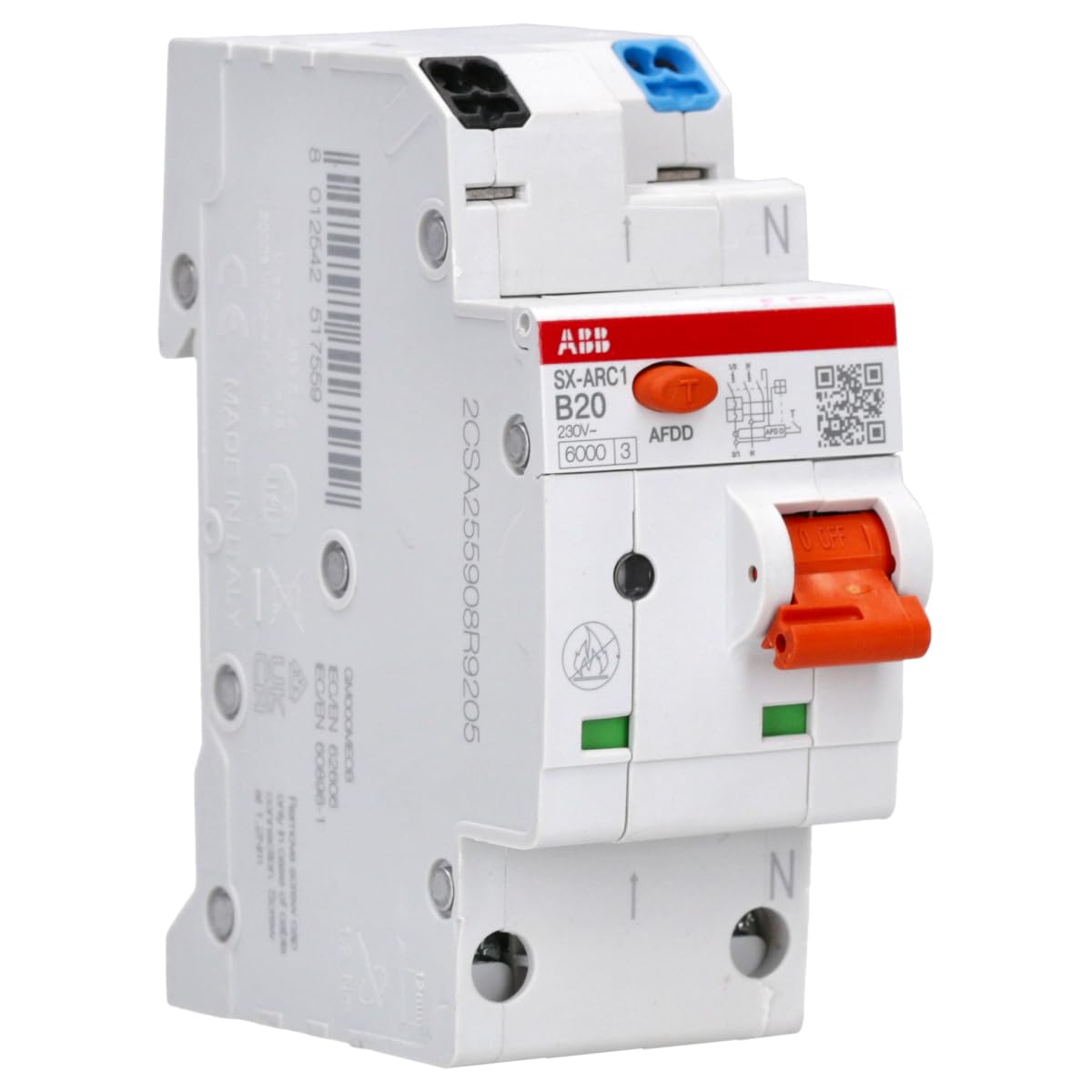 ABB SX-ARC1 B20 AFDD + LS – urządzenie ochronne łuku błędowego 20 A B charakterystyka 1P+N 6 kA 2TE seria Flexline wyłącznik przeciwpożarowy do szyny montażowej 2CSA255908R9205