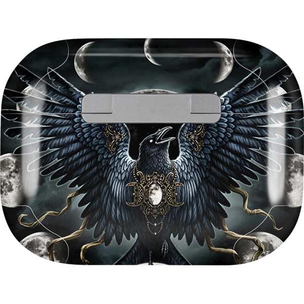 Skinit Decal Audio Skin Compatible with Apple AirPods Pro - Officially Licensed Sarah Richter Crow and Moon Phases by Sarah Richter Design
