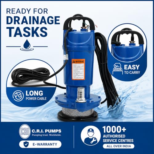 Image of CRI 1HP Vertical Openwell Submersible Pump I Copper Winding Motor I Open Well Water Pump I Irrigation Pump I Farm Water Supply I Tank Filling I 15 months warranty
