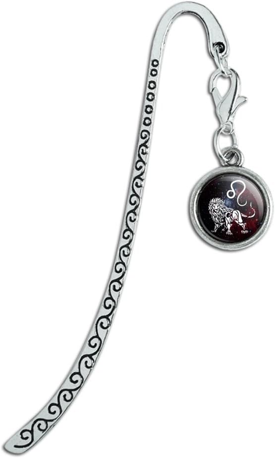 Leo Lion Zodiac Sign Horoscope in Space Metal Bookmark Page Marker with Charm